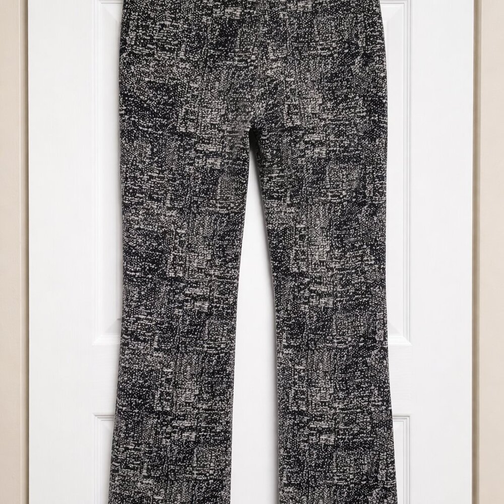 Clara Sun Woo Black White Abstract Pull-On Pants Womens L Made USA Stretch